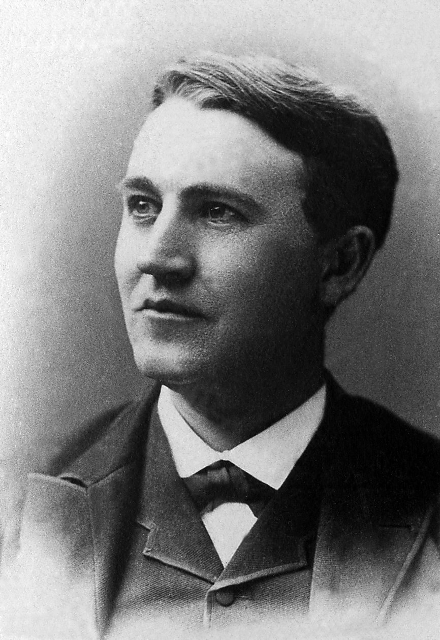 Portrett av Thomas Alva Edison (1847-1931), amerikansk forretningsmann og oppfinner. av Unknown photographer