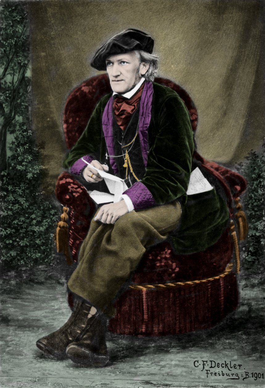 Portrett av komponisten Richard Wagner (1813-1883) i Villa Tribschen i Lucerne, Sveits. av Unknown photographer