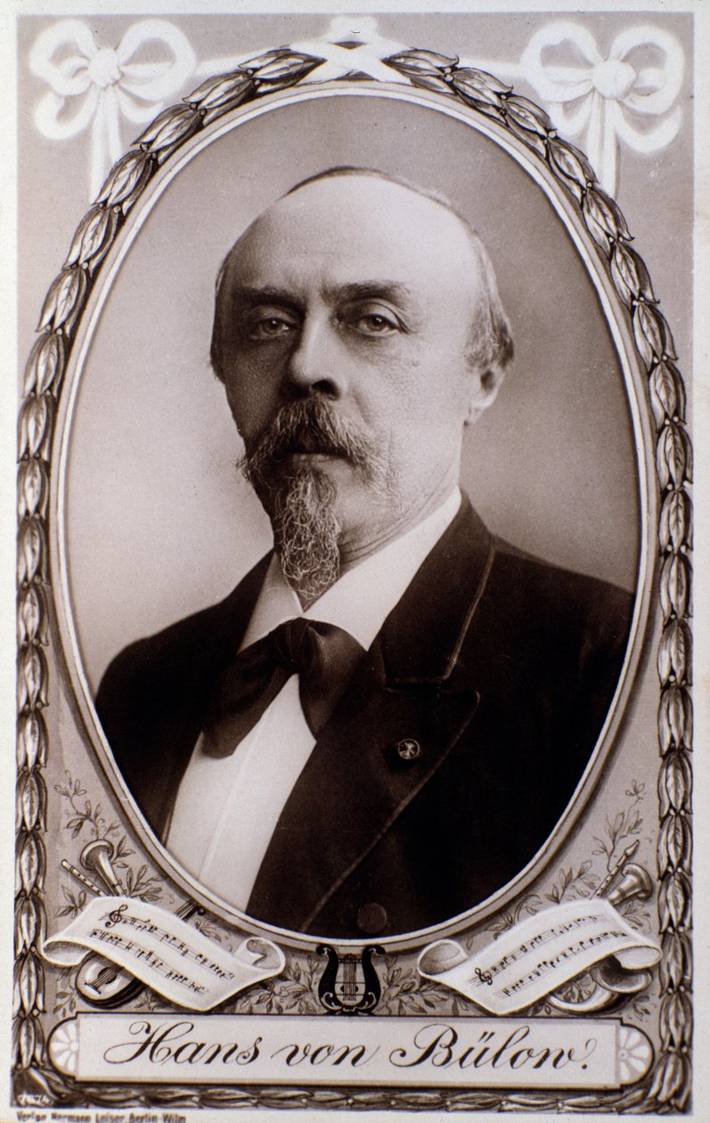 Portrett av den tyske regissøren og pianisten Hans von Bulow (s/hvitt foto av Unknown photographer