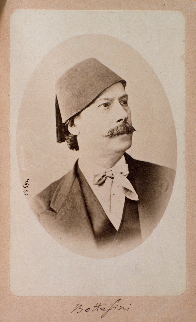 Portrett av italiensk dirigent, kontrabassmusiker og komponist Giovanni Bottesini (1821-1889) Fotografi. Bologna fra 1800-tallet, borgerlig musikalsk bibliografisk museum av Unknown photographer
