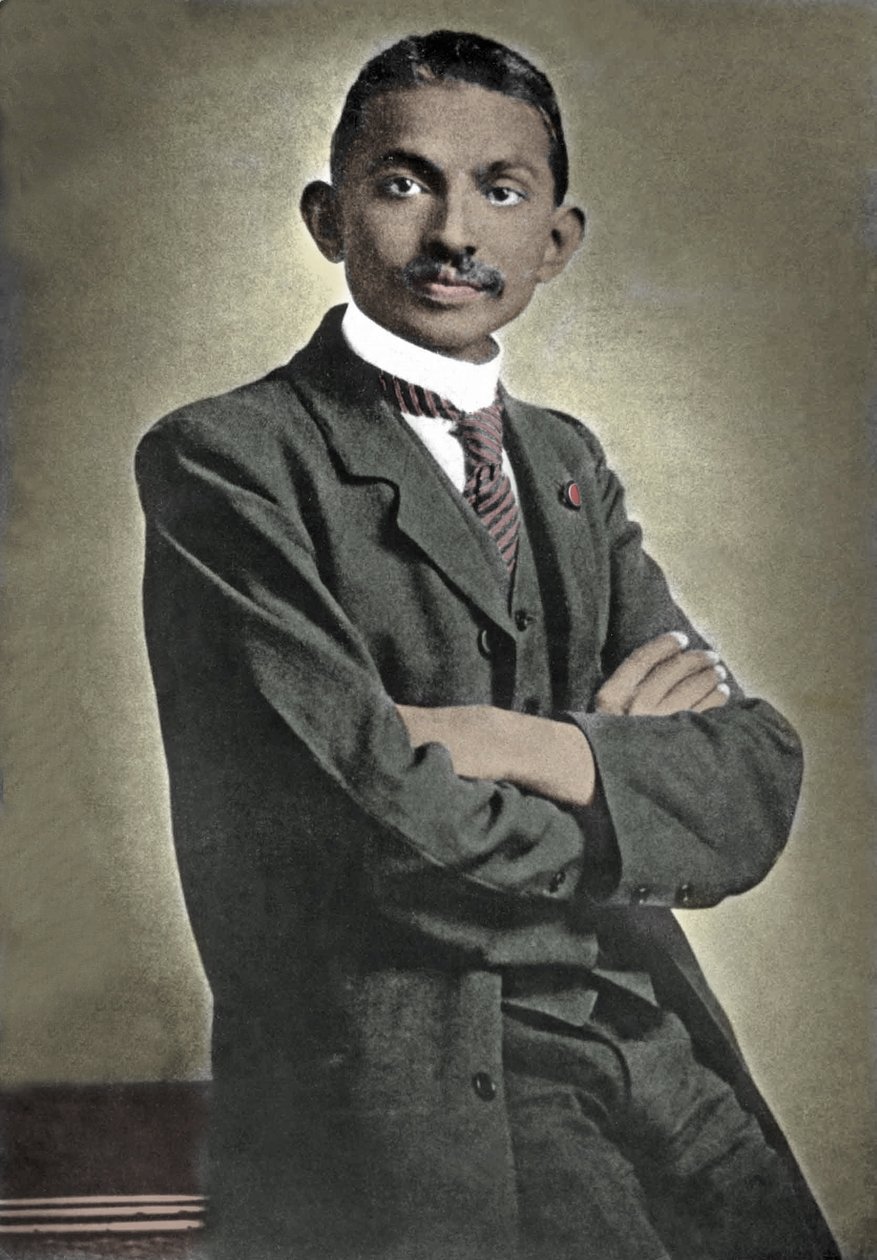 Portrett av politisk leder Mohandas Karamchand Gandhi (1869-1948) kjent som Mahatma, indisk politisk og åndelig leder av Unknown photographer