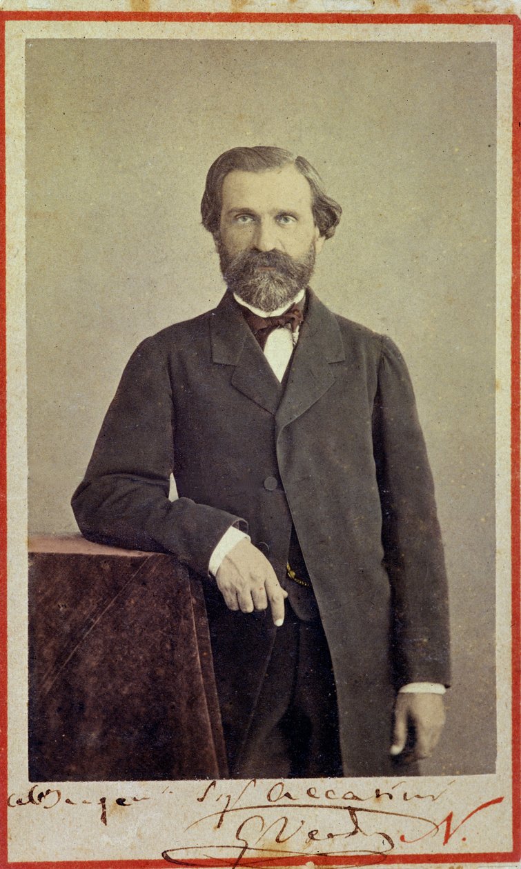 Portrett av den italienske komponisten Giuseppe Verdi (1813 - 1901). av Unknown photographer