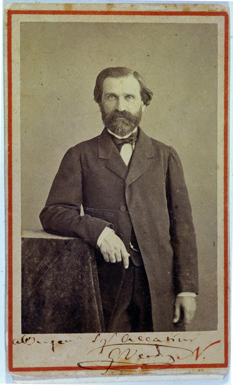 Portrett av komponisten Giuseppe Verdi (1813 - 1901). 1840-årene. Fotografi med autograf. av Unknown photographer
