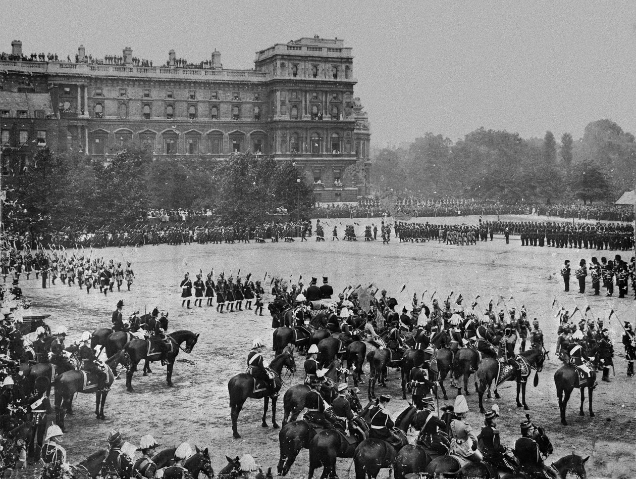 Gjennomgang av den indiske hærkontingenten, Horse Guards Parade, juni 1897 av Unknown
