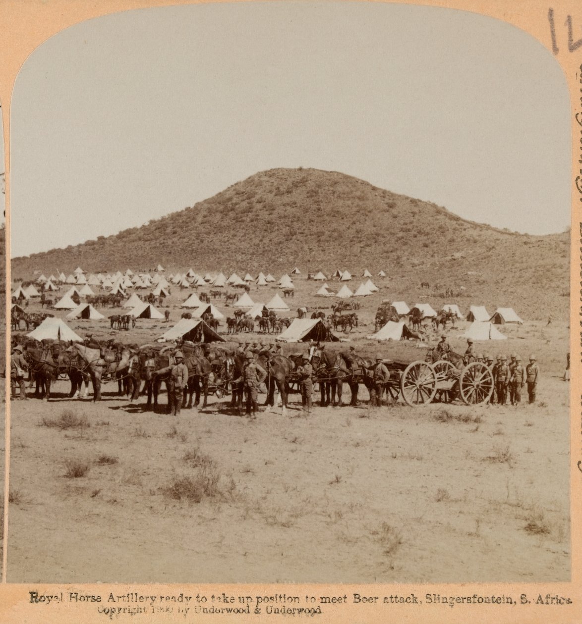 Royal Horse Artillery, Slingersfontein, Boer War, ca. 1899 (fotografi, stereoskopisk) av Unknown photographer