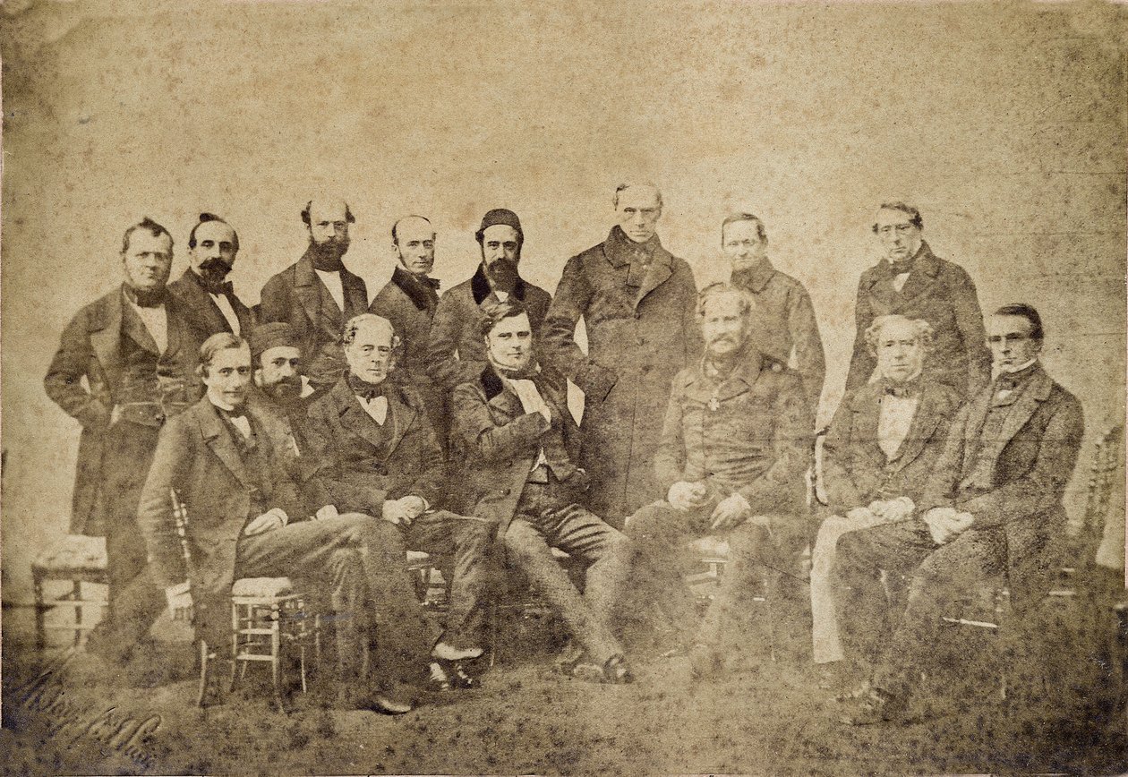 The Congress of Paris was a peace conference held in Paris, France, in 1856, between representatives of the great powers in Europe to make peace after the almost three year long Crimean War - Crimee War (1853-1856): legats representing individual powers at av Unknown photographer