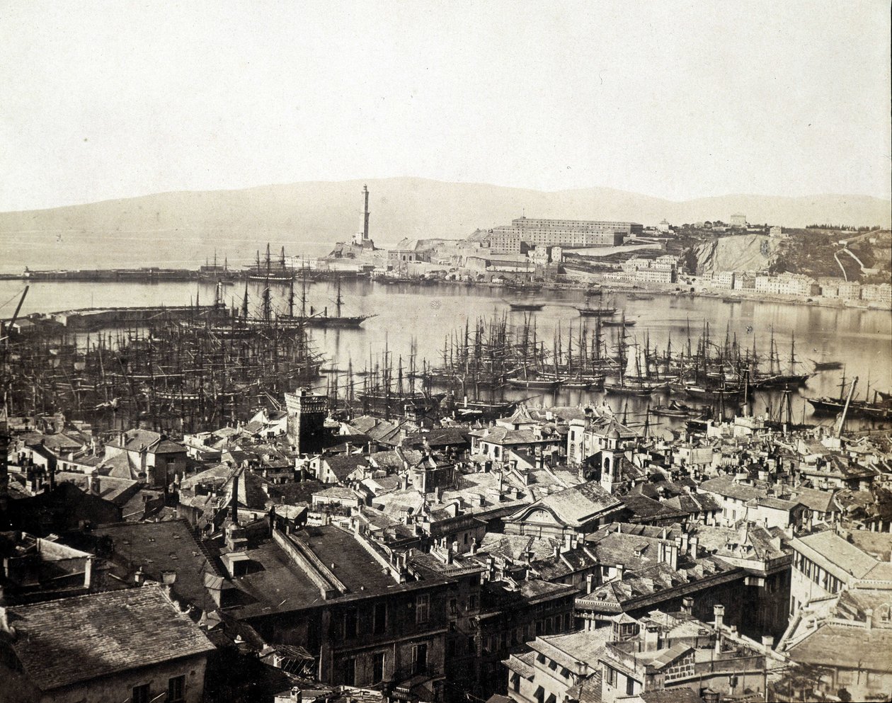 Havnen i Genes på slutten av 1800-tallet av Unknown photographer