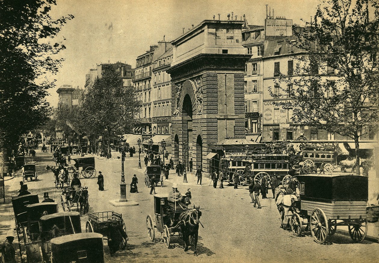 Utsikt over Porte Saint Denis, i Paris. Fotografi, sent på 1800-tallet, Paris. Coll. Selva. av Unknown photographer