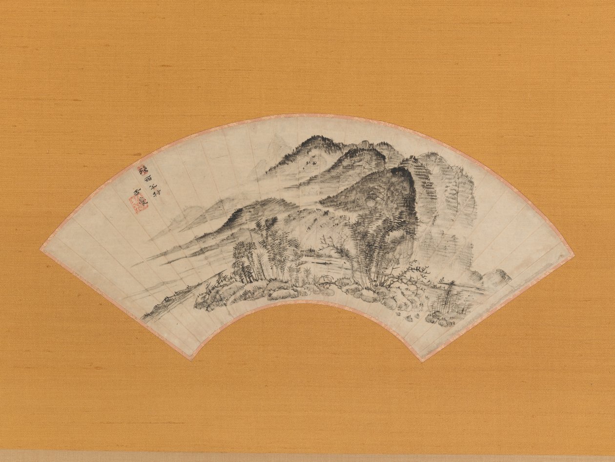 Dvelende regn over Half the Village, ca. 1815-20. av Uragami Gyokudo