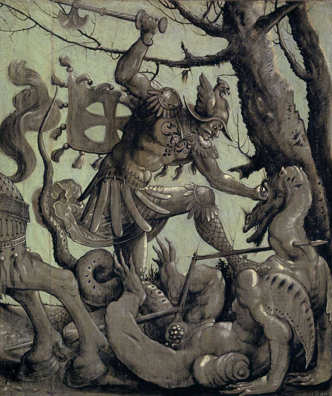 Saint George Fighting the Dragon, ca. 1520 (tempera på limewood) av Urs Graf