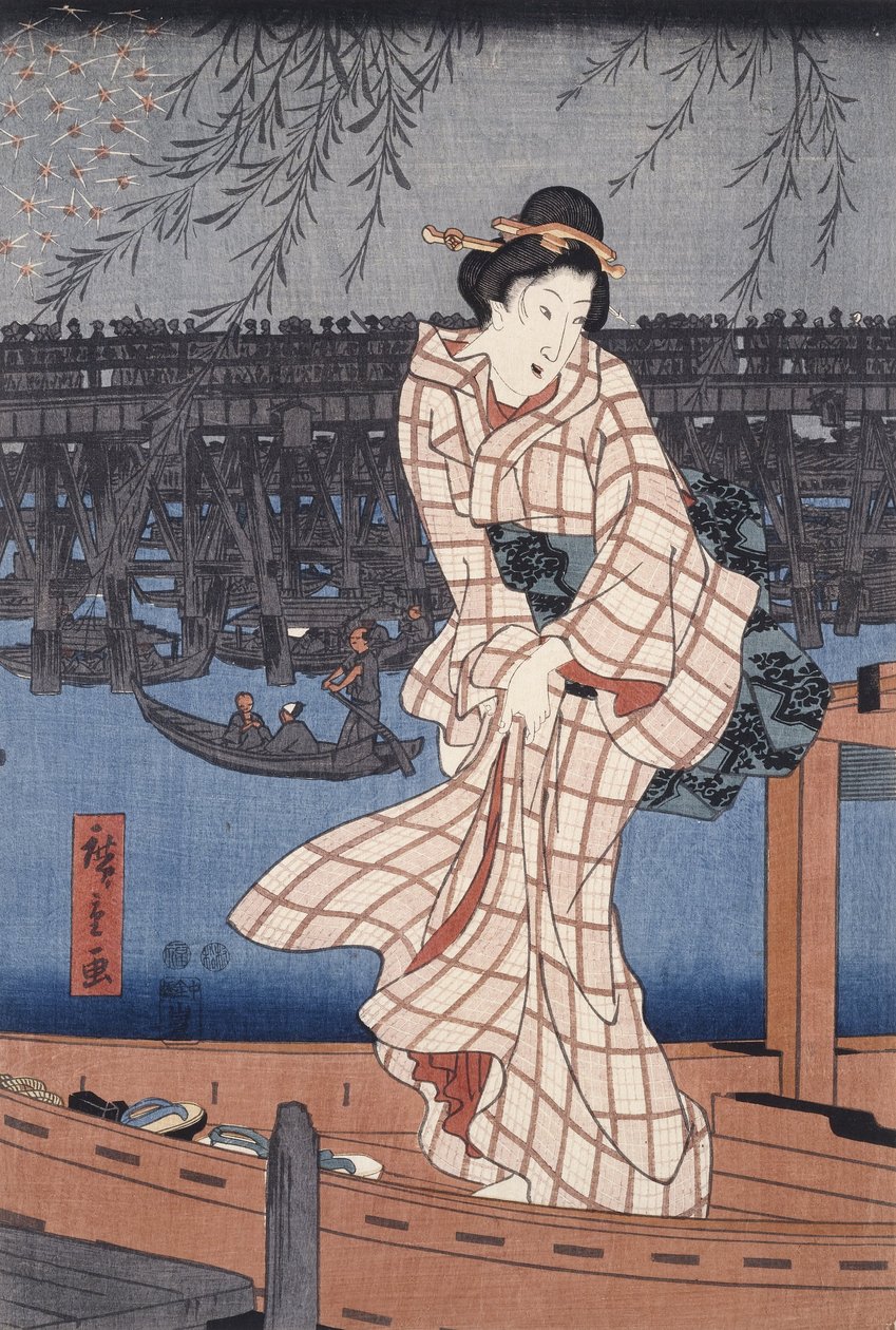 Kveld på Sumida -elven av Utagawa Hiroshige