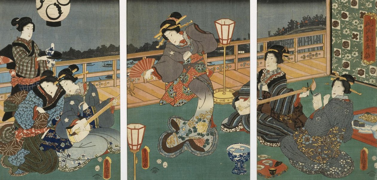 Kurtisaner underholdende av Utagawa Kunisada