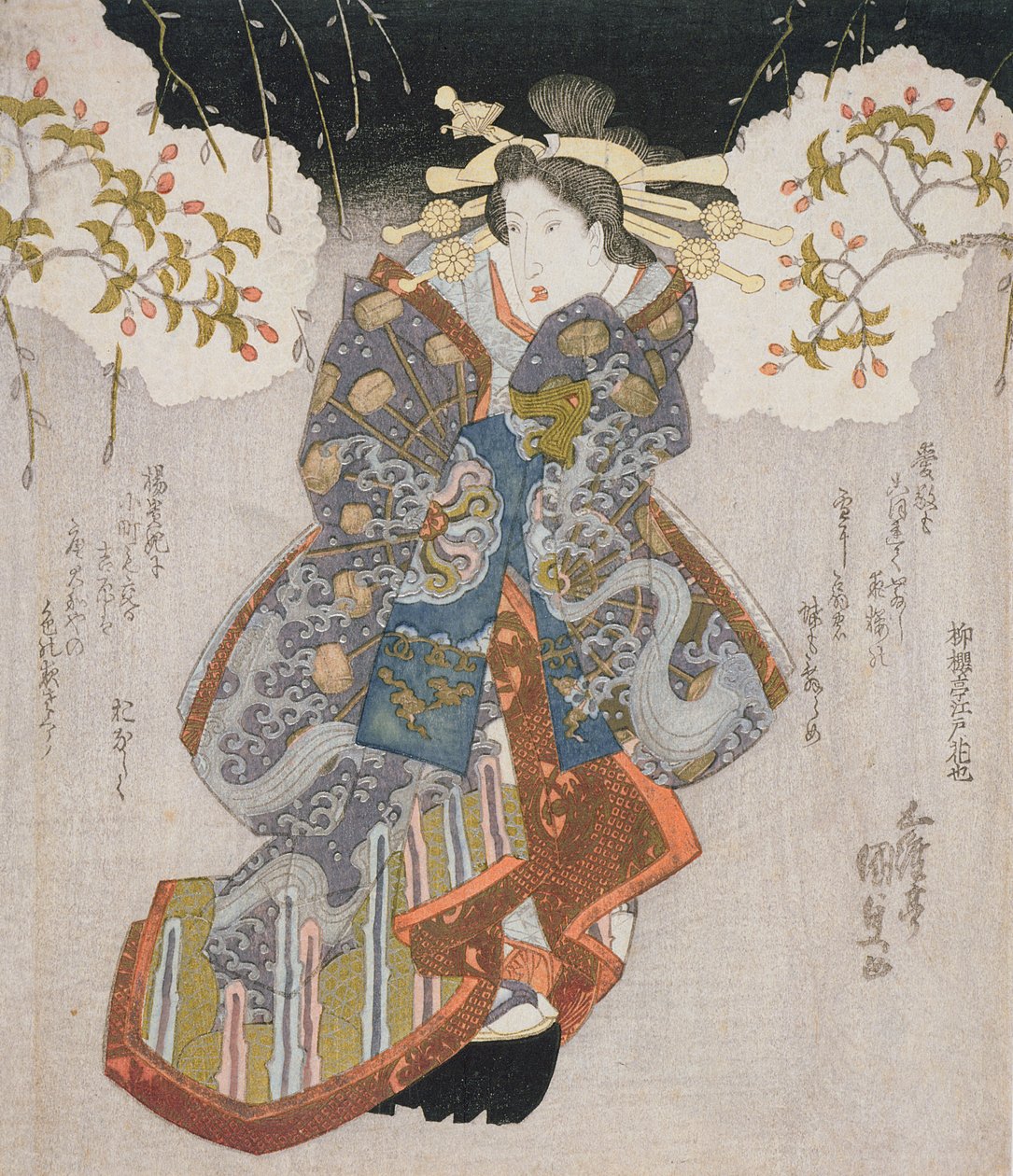 Iwai Kumesaburo II som kurtisane, ca. 1830 (farget treblokktrykk) av Utagawa Kunisada