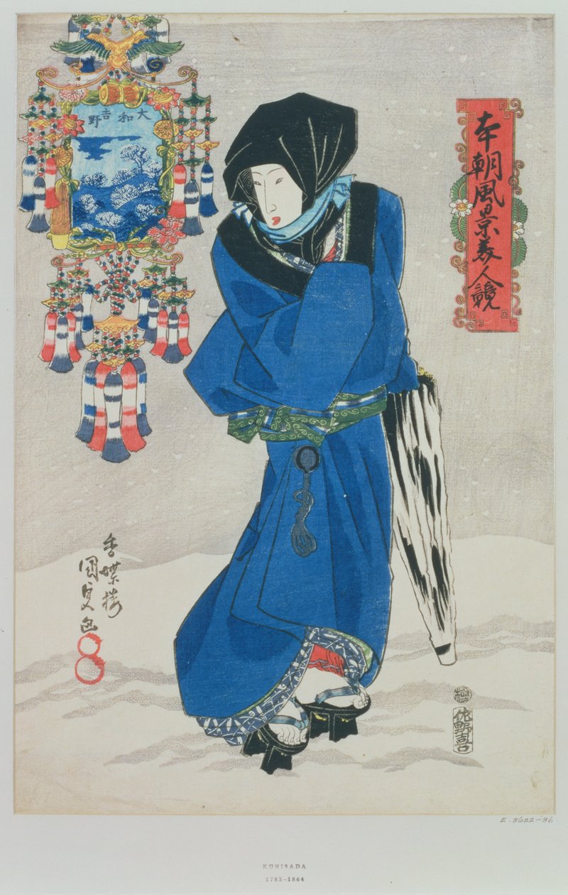 Japansk kvinne i snøen (treblokktrykk i farger) av Utagawa Kunisada