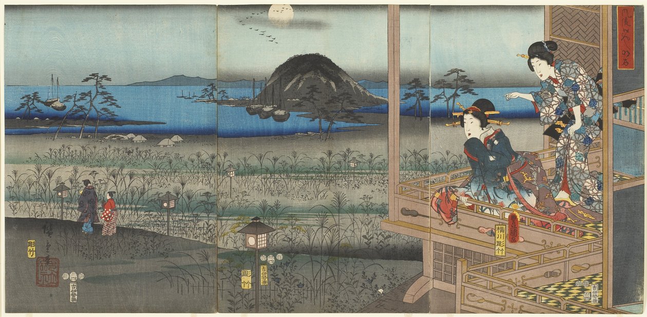 Scenen til Akashi, april 1853 av Utagawa Kunisada