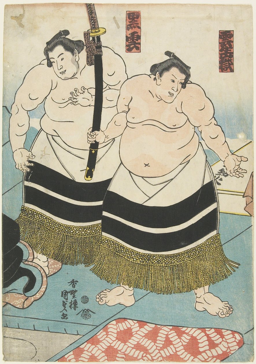 Te Wre sters Unjo_only And Kurokumo, 1843-1847 av Utagawa Kunisada