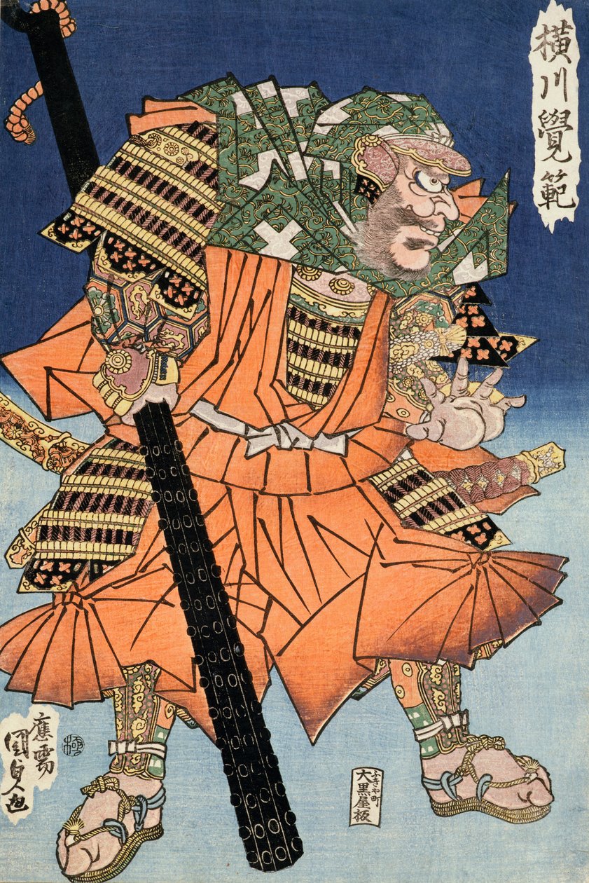 Krigermunken Yokogawa Kakuhan, pub. 1830 (treblokktrykk i farger) av Utagawa Kunisada