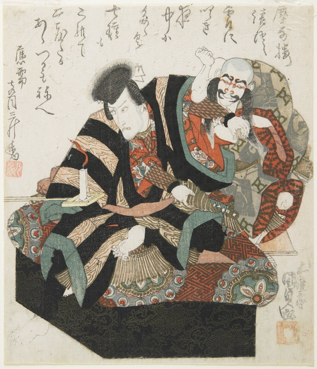 To skuespillere fra et Kabuki-skuespill, midten av 1800-tallet av Utagawa Kunisada