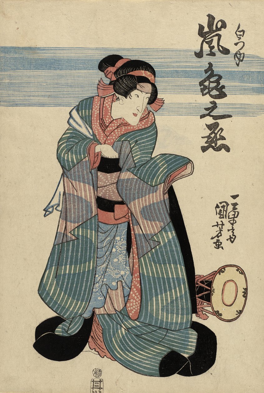 Skuespiller Arashi Kamenojo II som Shiratsuyu, ca. 1840 (treblokktrykk i farger) av Utagawa Kuniyoshi