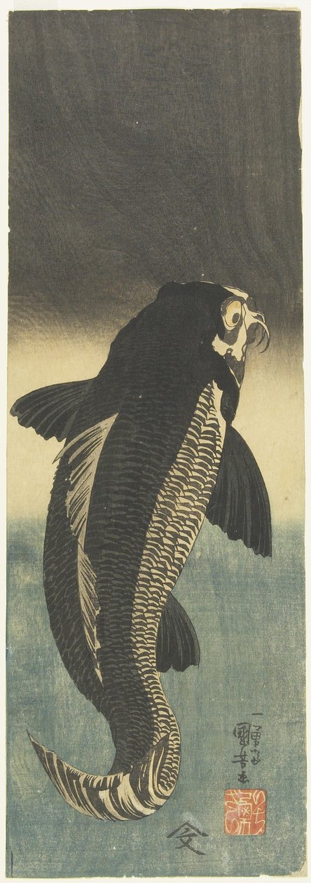 Svart karpe, ca. 1842 av Utagawa Kuniyoshi