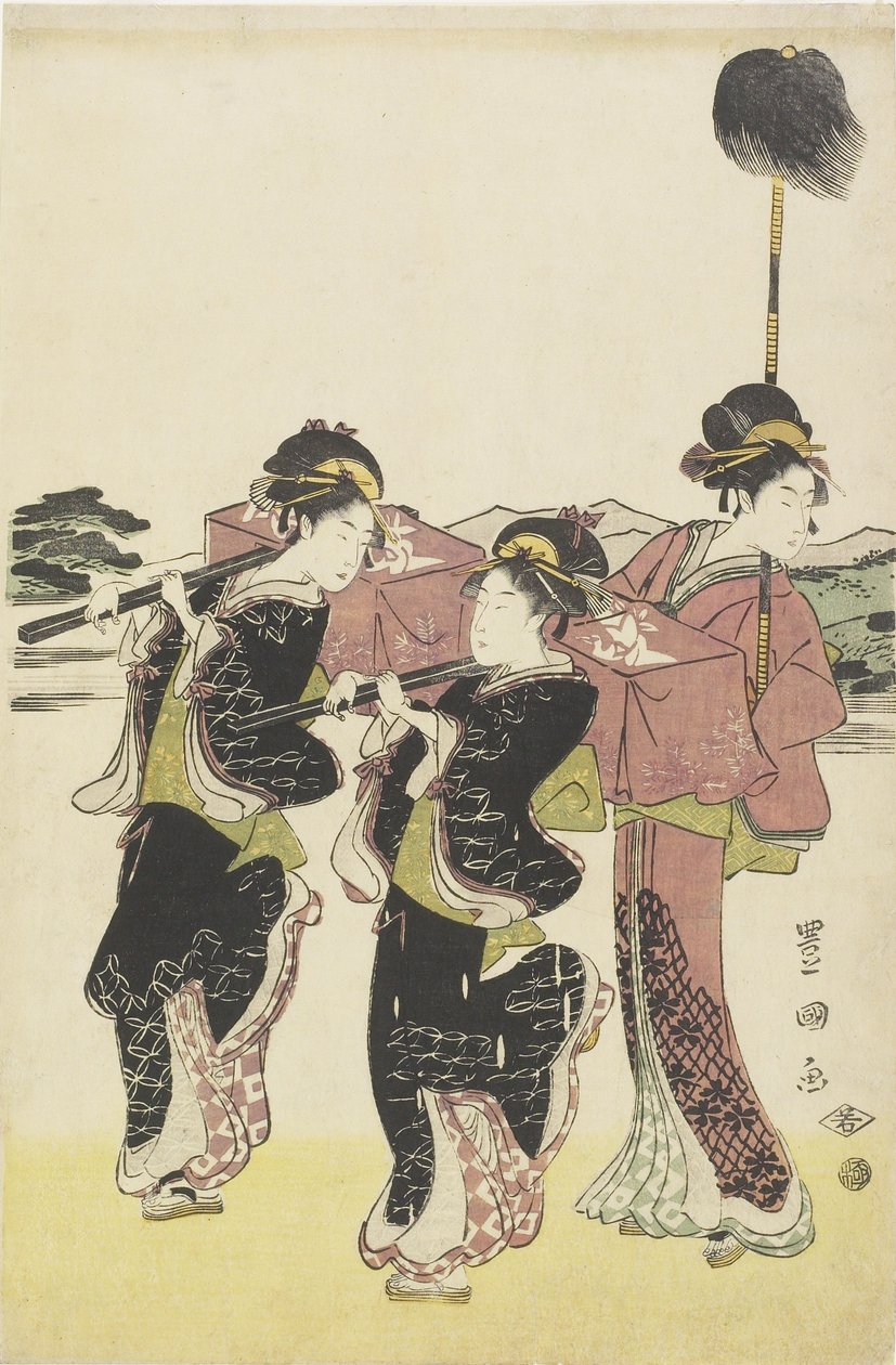 Oiran (High-class Courtesan) på reise som en Mitate of Daimyo_ Procession, slutten av 1700-begynnelsen av 1800-tallet av Utagawa Toyokuni