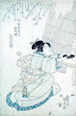 Iwai Kumesaturo som Date Otsura, en tehusjente (treblokktrykk) av Utagawa Kunisada