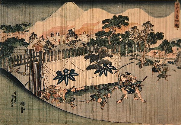 The Soga Brothers killing Ten Enemies, ca. 1830 (farget treblokktrykk) av Utagawa Kunisada