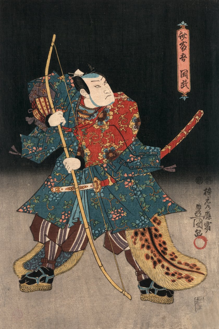 Ukiyo-e-trykk av en skuespiller som spiller en samurai av Kunisada av Utagawa Kunisada