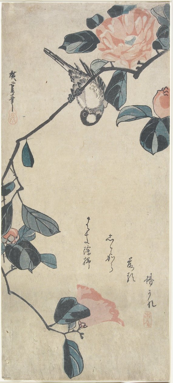 (Fugl på Camellia), tidlig på 1800-tallet av Utagawa Hiroshige