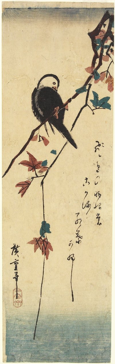 (Fugl på Maple Branch), 1830-1858 av Utagawa Hiroshige