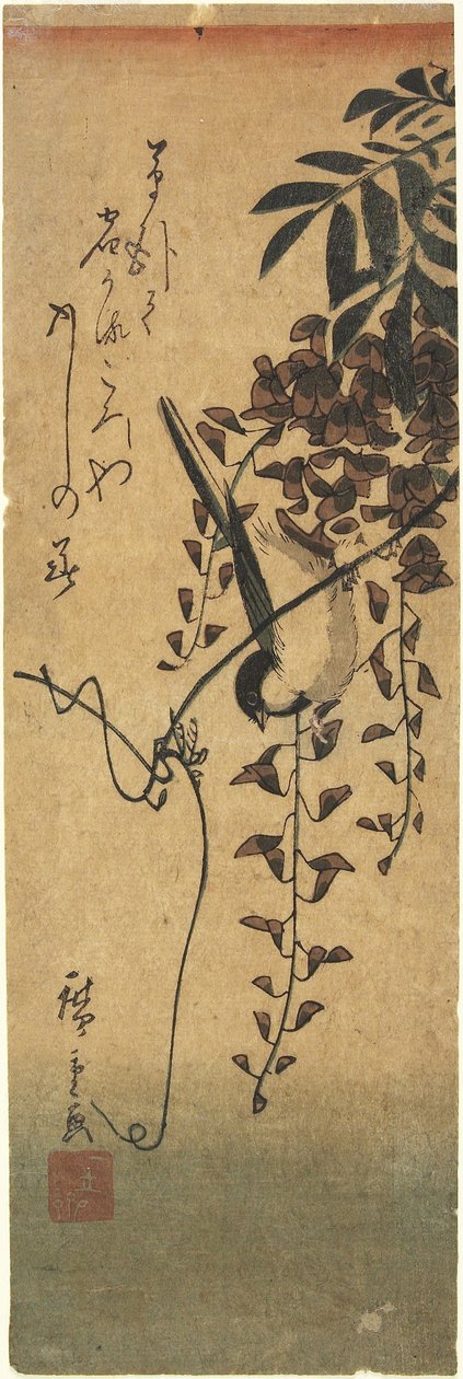 (Fugl på Wisteria-grenen) av Utagawa Hiroshige