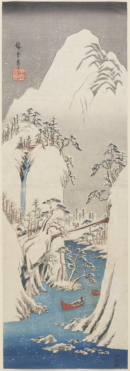 (Kiso Gorge in Snow), ca. 1840-1842 av Utagawa Hiroshige