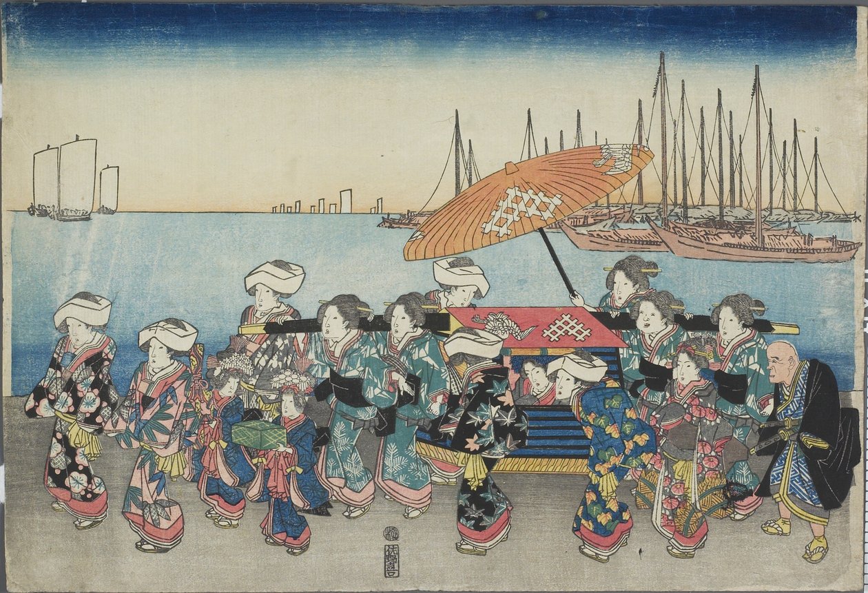 (Bryllupsprosesjon), midten av 1800-tallet av Utagawa Hiroshige