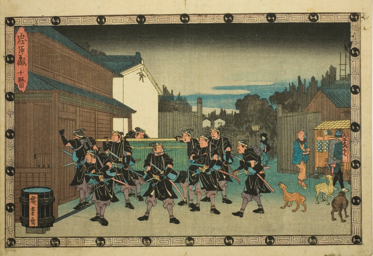 Akt 10 (Judanme), fra serien "The Revenge of the Loyal Retainers (Chushingura)" av Utagawa Hiroshige