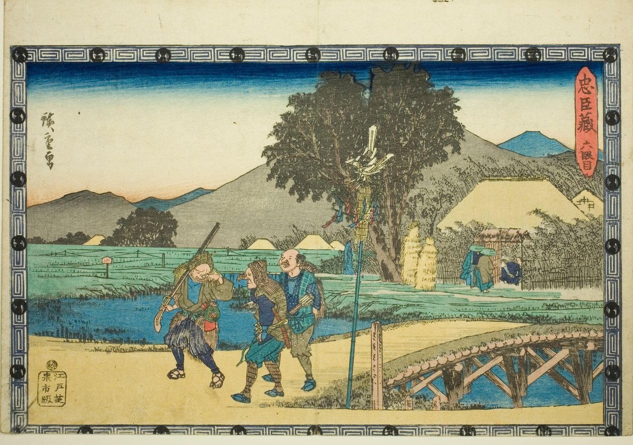 Akt 6 (Rokudanme), fra serien "The Revenge of the Loyal Retainers (Chushingura)" av Utagawa Hiroshige