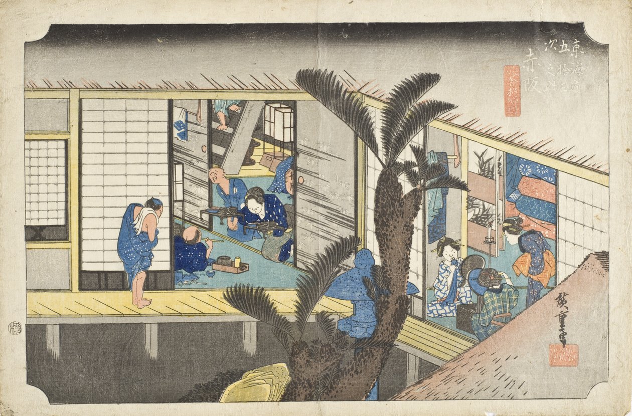 Akasaka: vertshus med tjenestejenter av Utagawa Hiroshige