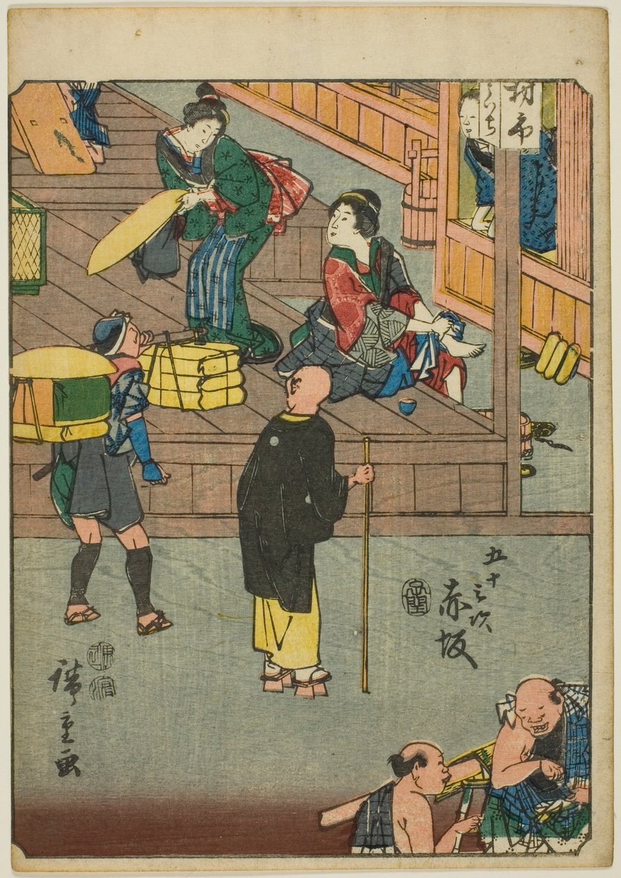 Akasaka, fra seriens "fifty-tre S tachi-lyd "of te urbanity" (Goshuyama neste) ) av Utagawa Hiroshige