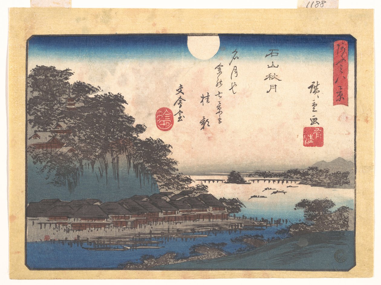 Høstmåne ved Ishiyama, fra serien Åtte utsikter over Ōmi (Ōmi hakkei) av Utagawa Hiroshige