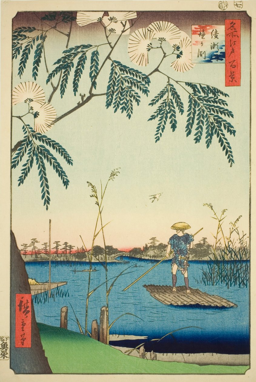 Ayase River and Kanegafuchi (Ayasegawa Kanegafuchi), fra serien "One Hundred Famous Views of Edo (Meisho Edo hyakkei)" av Utagawa Hiroshige