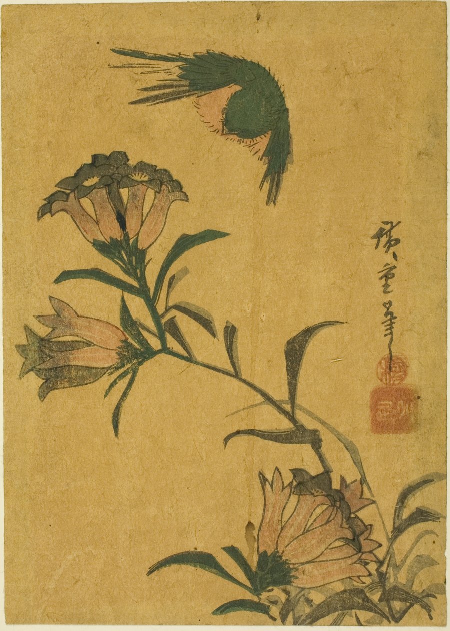 Fugl og gentian av Utagawa Hiroshige