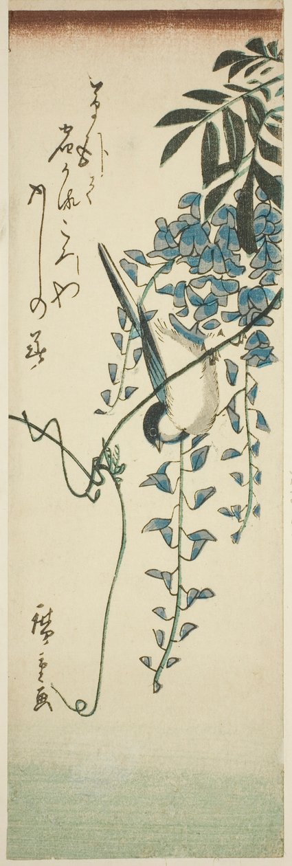 Fugl og blåregn av Utagawa Hiroshige