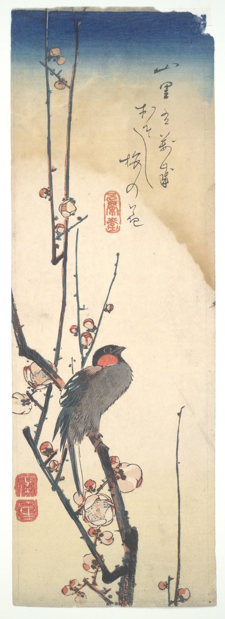 Fugl på blomstrende plommetre av Utagawa Hiroshige