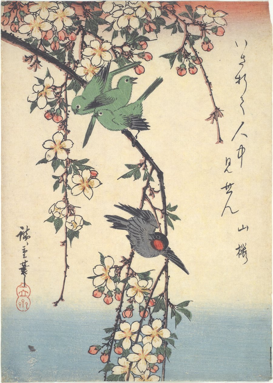 Fugler på en kirsebærgren av Utagawa Hiroshige