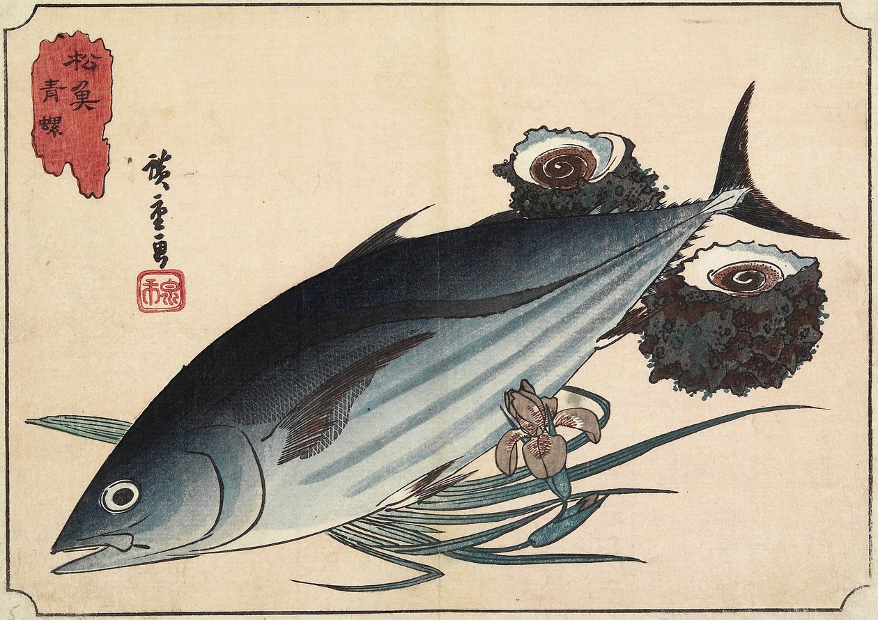 Bonito og toppskjell, tidlig på 1800-tallet av Utagawa Hiroshige