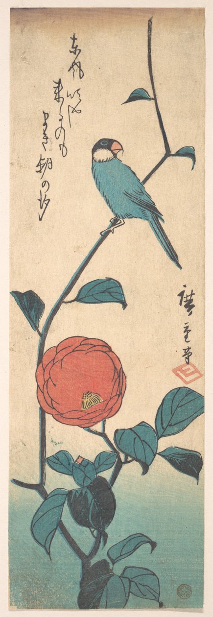 Kamelia og fink av Utagawa Hiroshige
