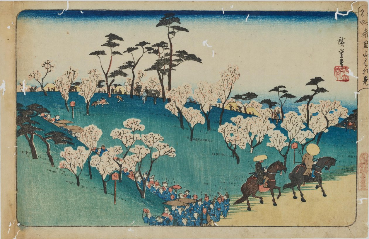 «Kirsebærblomstbesøk på Asuka-åsen» fra serien «Berømte steder i Edo» av Utagawa Hiroshige