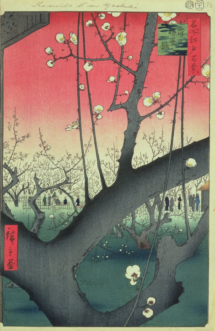 Cherry Blossom, fra One Hundred Famous Views of Edo (treblokktrykk) av Utagawa Hiroshige