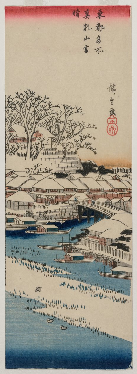 Klart vær etter snø på Matsuchiyama, fra serien Famous Places in the Eastern Capital av Utagawa Hiroshige