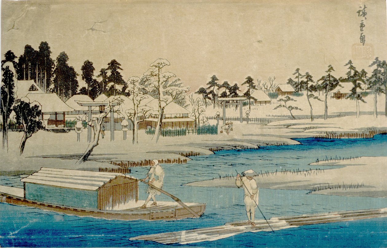 Oppklarende snøfall ved Masaki av Utagawa Hiroshige