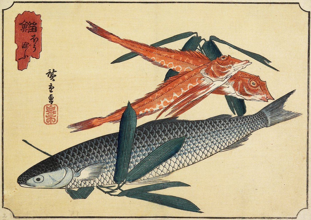 Torsk og Gurnard, tidlig på 1800-tallet av Utagawa Hiroshige